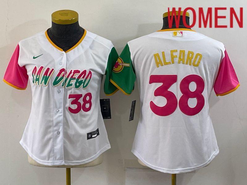 Cheap Women San Diego Padres 38 Alfaro White City Edition Nike 2022 MLB Jersey